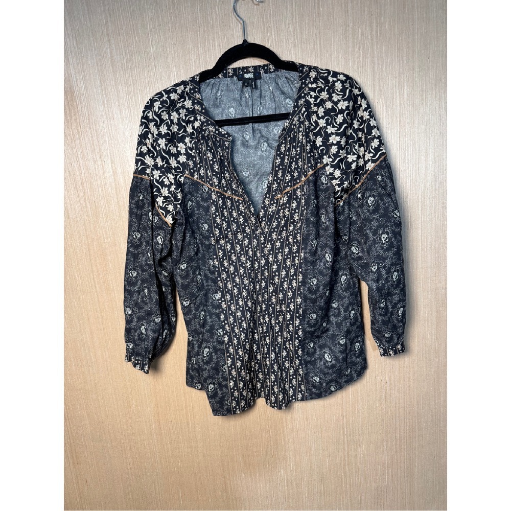 PAIGE Black and White Floral Blouse